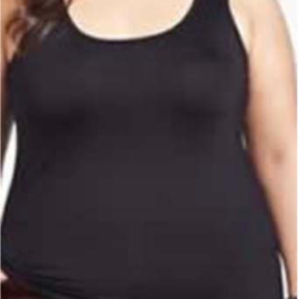 TANK, RELAXED FIT, BLACK, SIZE 3X, SCOOP NECK, COTTON, WIDE STRAPS, PENNINGTONS,